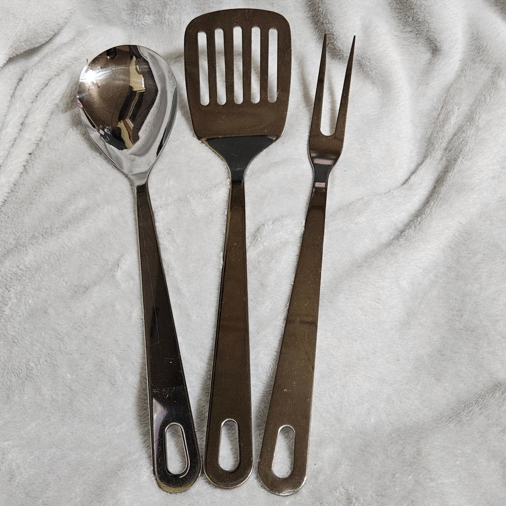 Vintage Tailor Made Stainless Steel Kitchen Utensil Set 3pc Spoon Spatula Fork